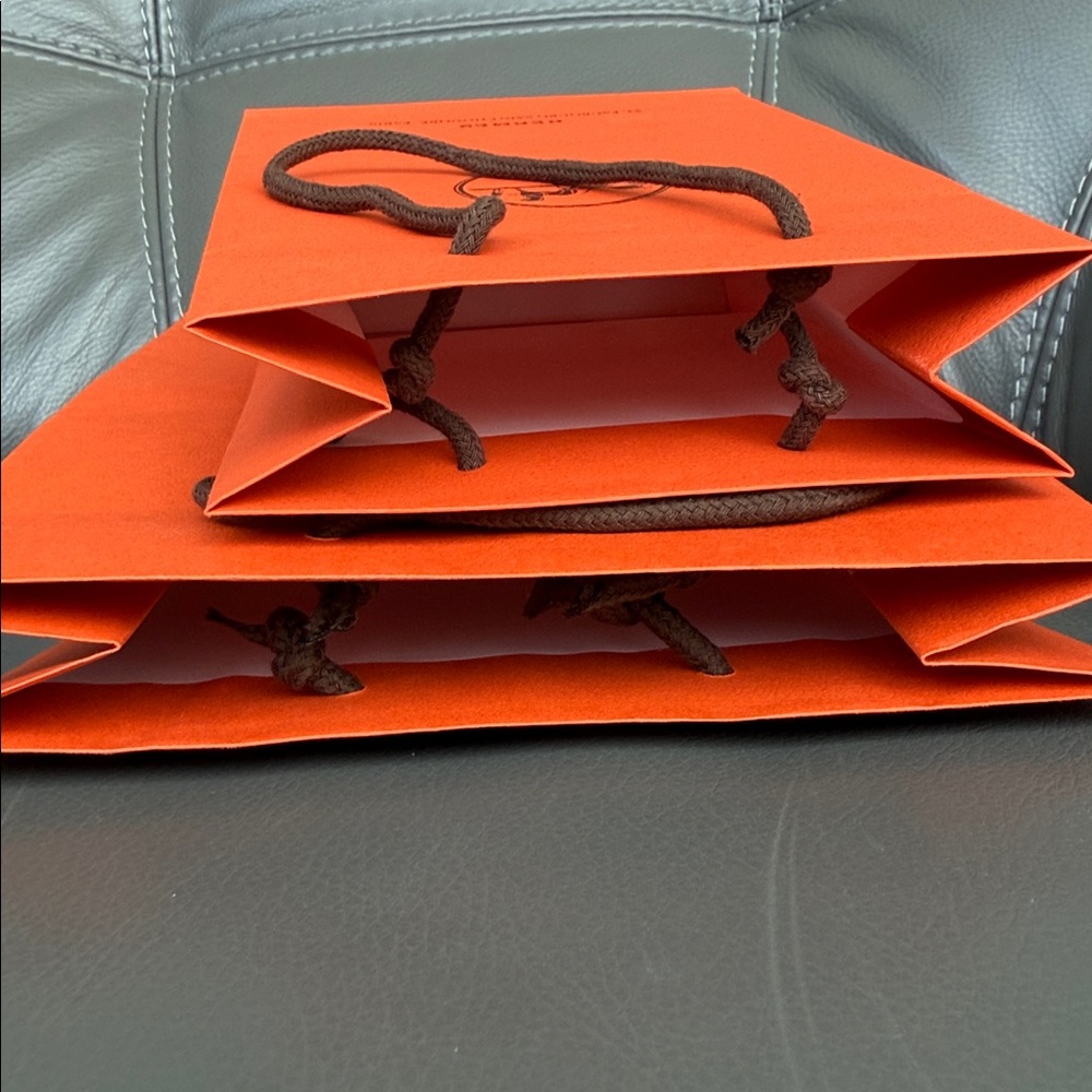 Hermes shopping gift orange bags 2 different sizes like new - Picture 7 of 10
